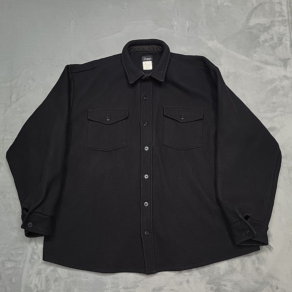 VTG Codet Shirt Jacket Men XL Black Heavyweight Wool Blend Shacket Made In USA
